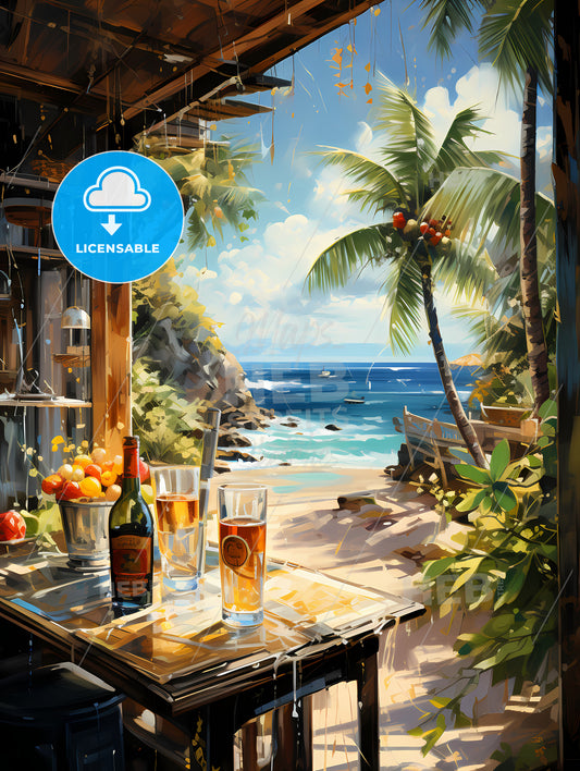 Art summer tropical beach wine bar