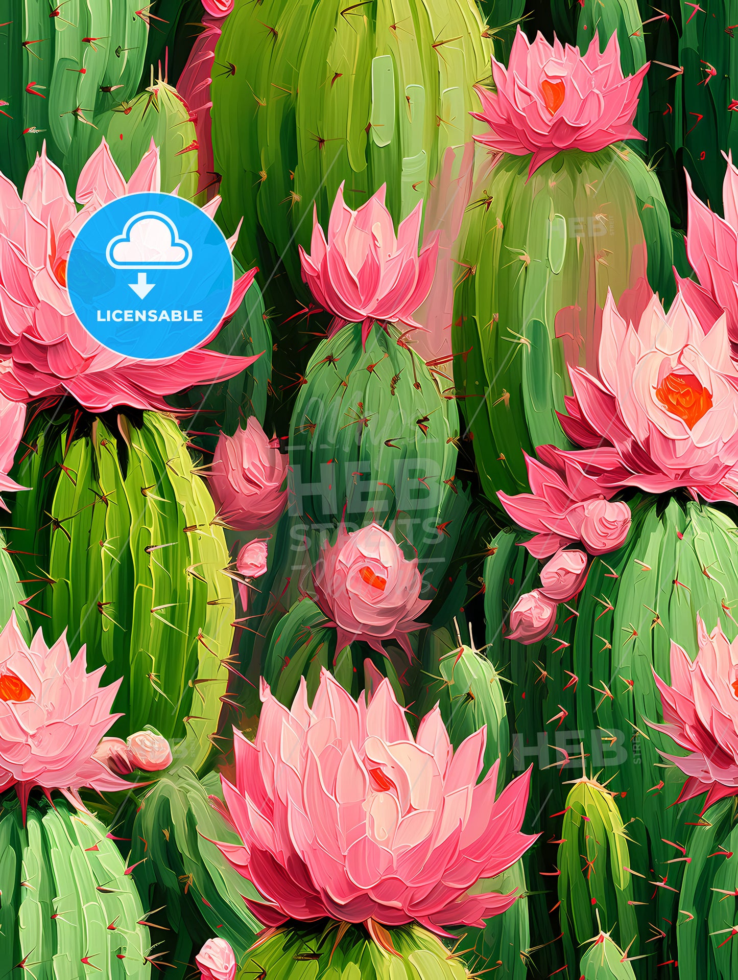 Cactuses green on pink vector seamless pattern