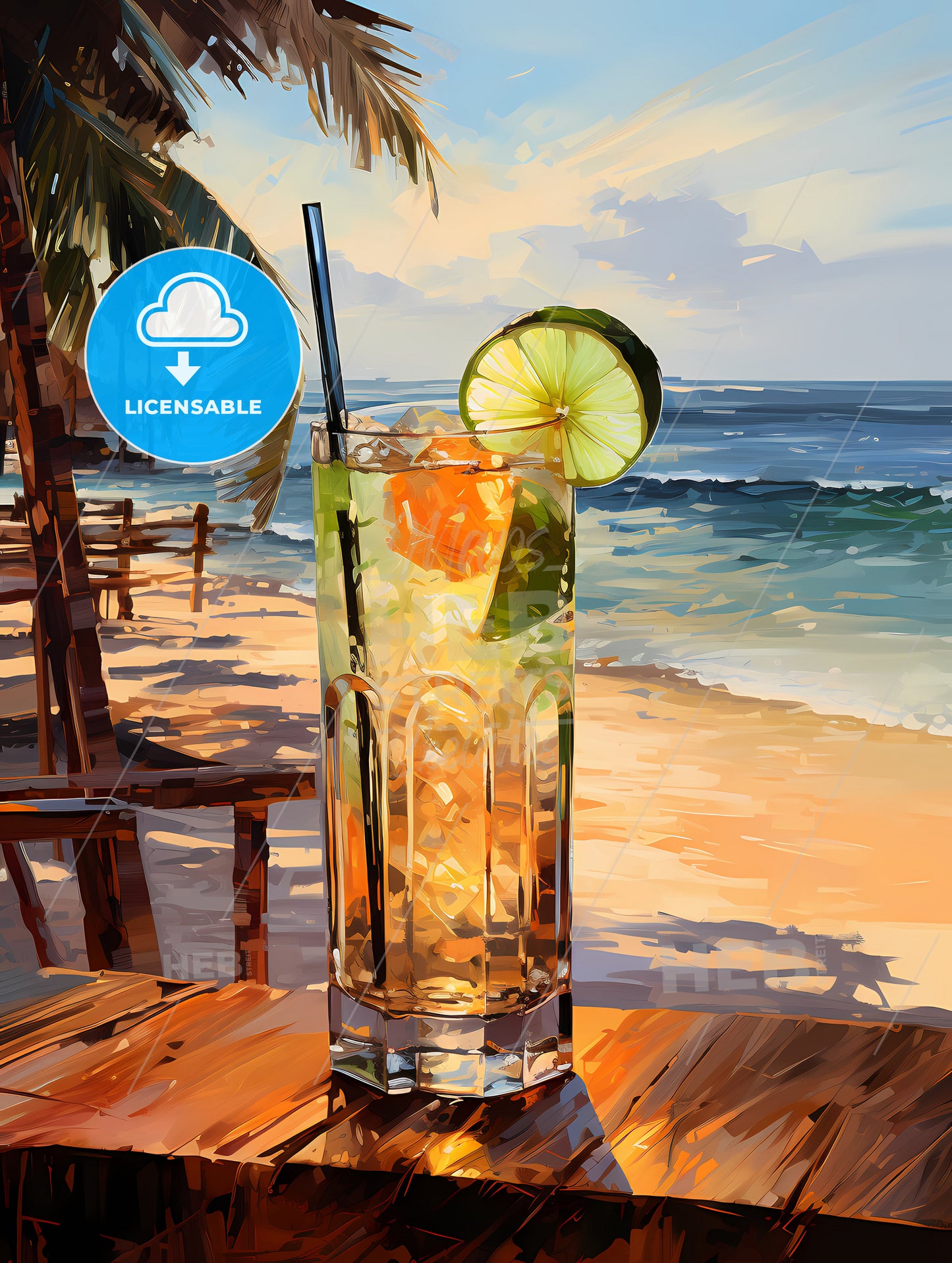 Caipirinha cocktail on beach