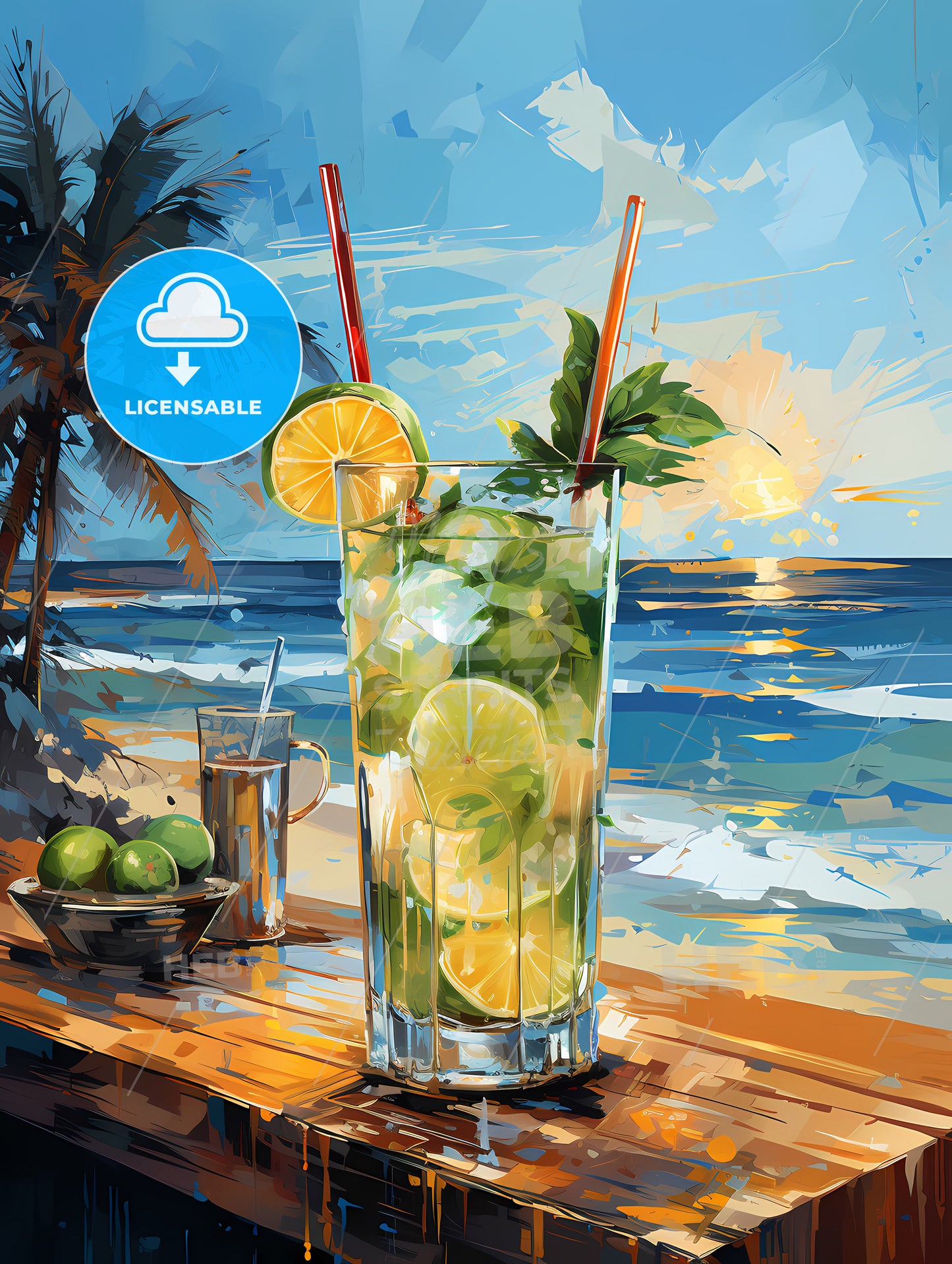 Caipirinha cocktail on beach