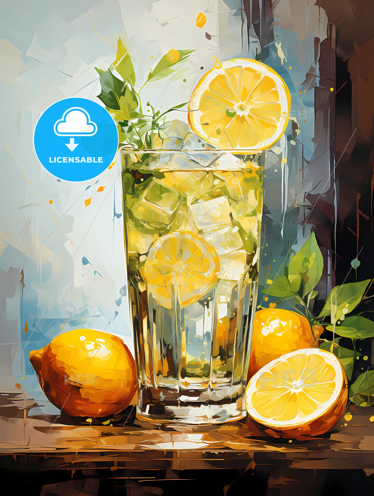 Cocktail with lemon over white