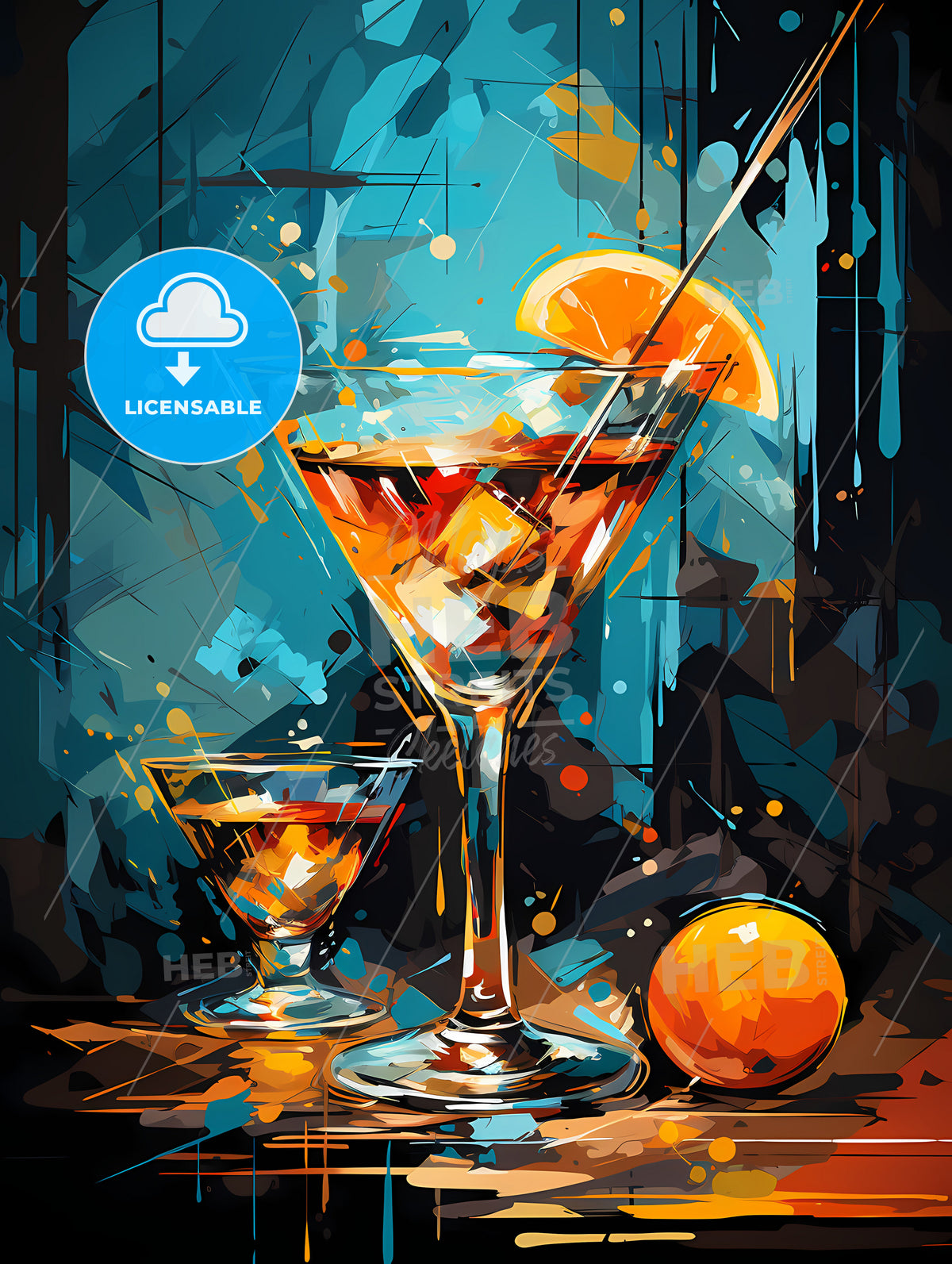Cosmopolitain Cocktail Retro Design