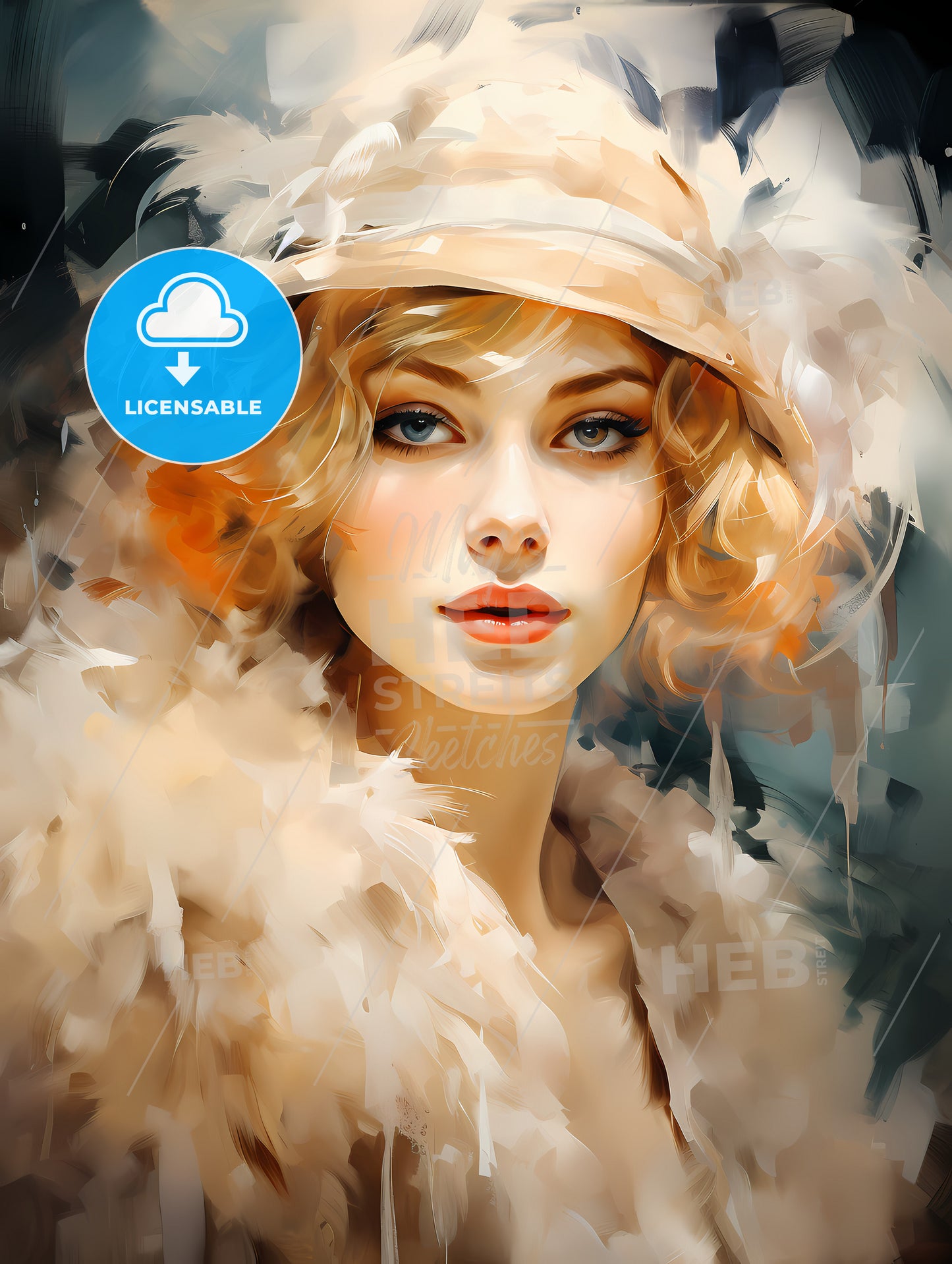 Flapper girl. Young beautiful blonde woman 20 s style