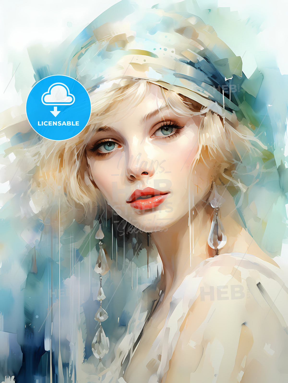 Flapper girl. Young beautiful blonde woman 20 s style
