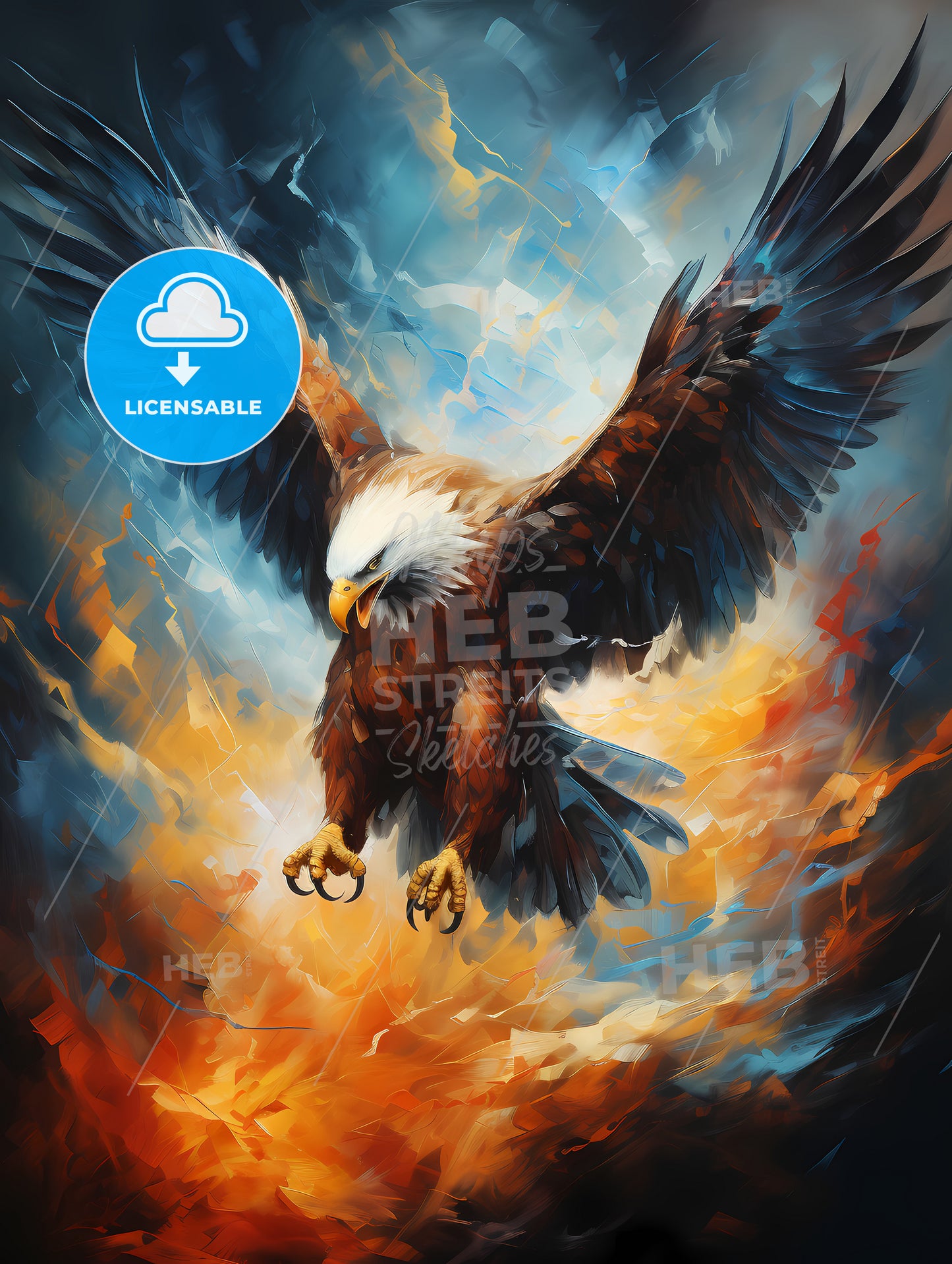 Flight of eagle  abstract fantasy