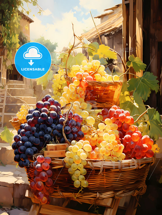 Grapes on sale in a Tuscan Fruit market Italy