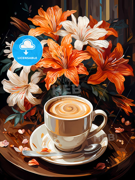 Hot Coffee Capuchino flower latte art
