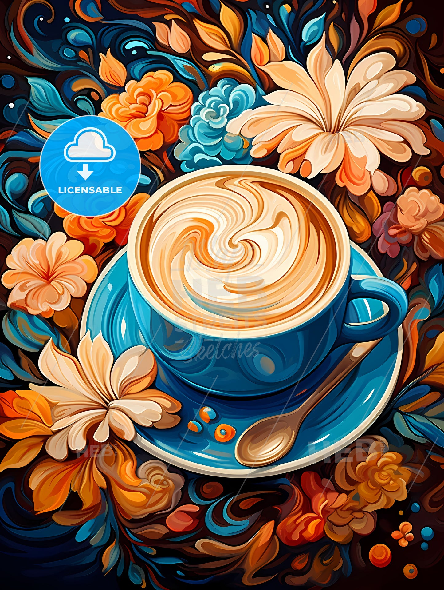 Hot Coffee Capuchino flower latte art