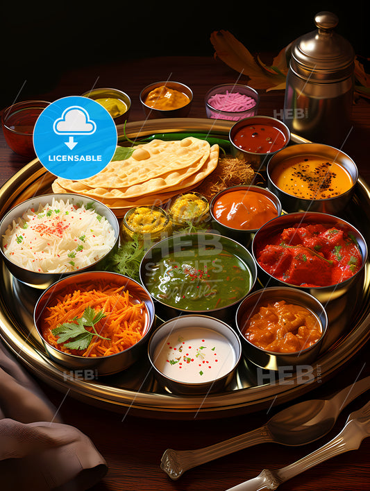 Indian meal Thali consisting of different curry