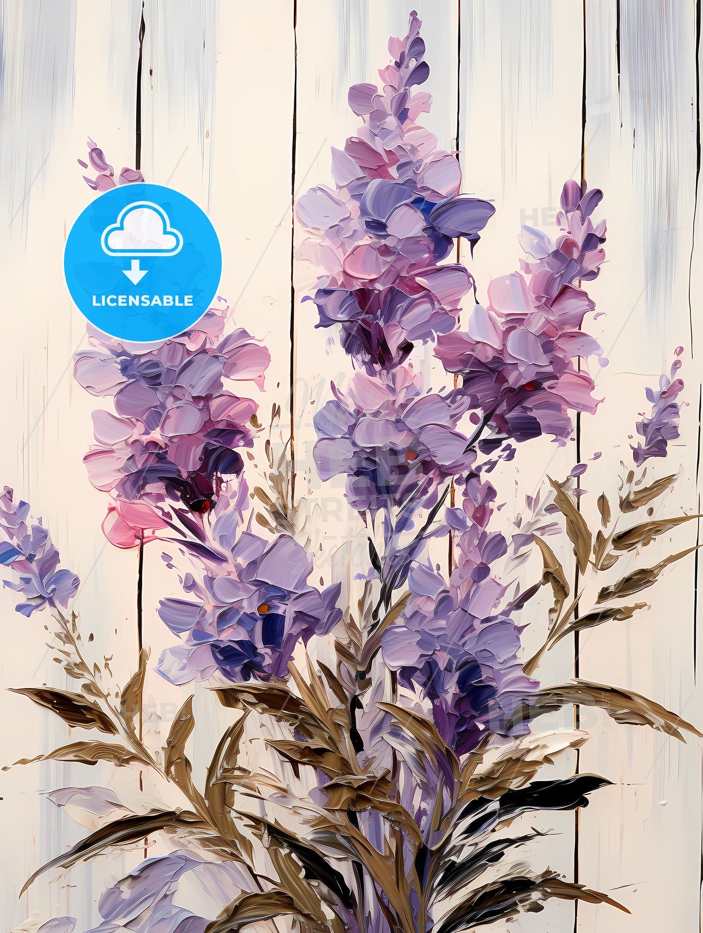 Lavender flowers over white wood background