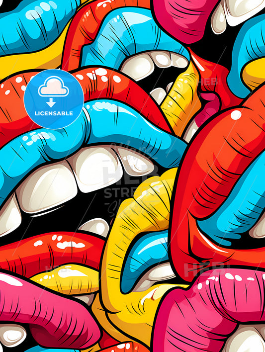 Mouth pop art seamless pattern