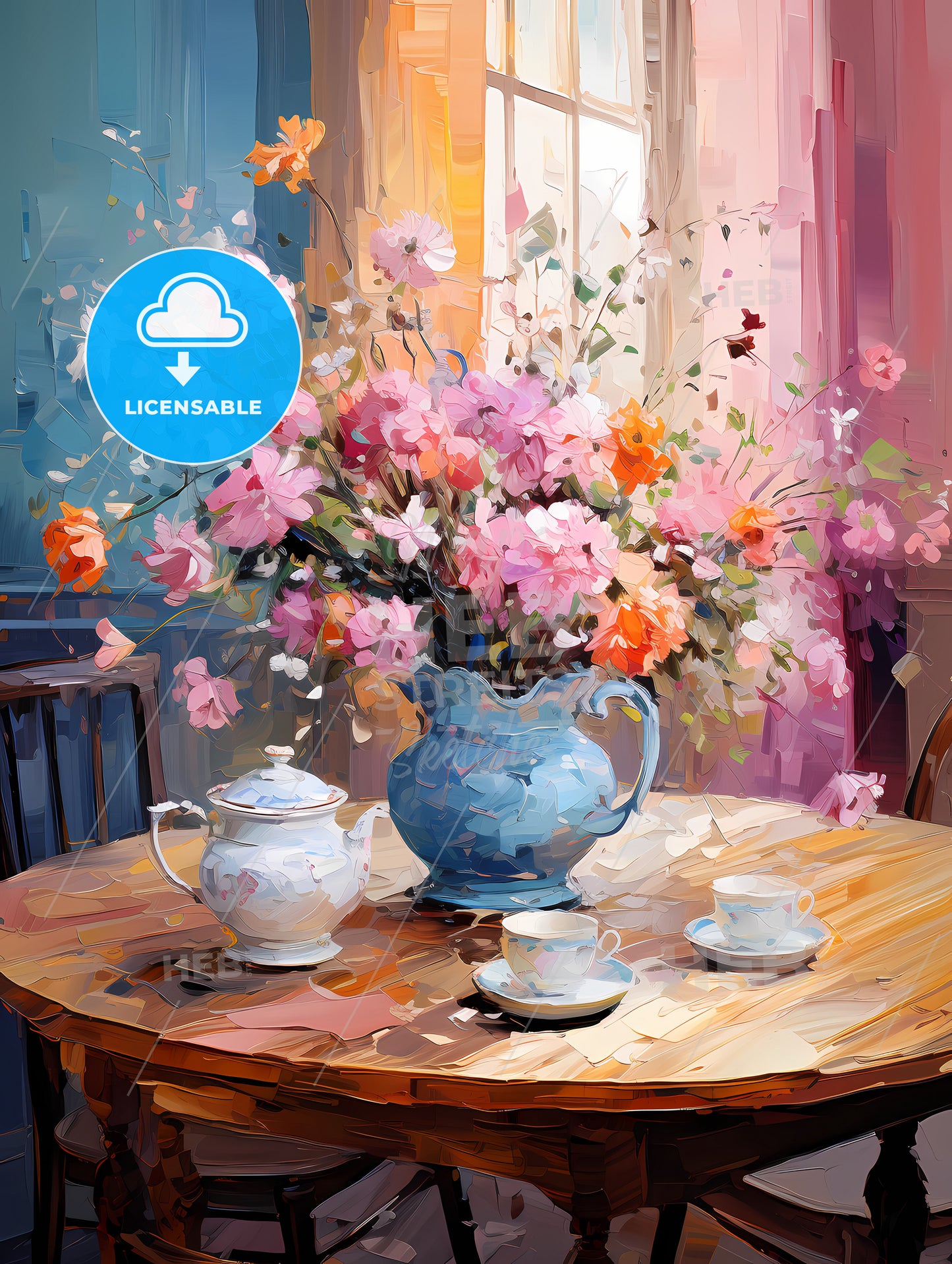 Pink Table With Flowers