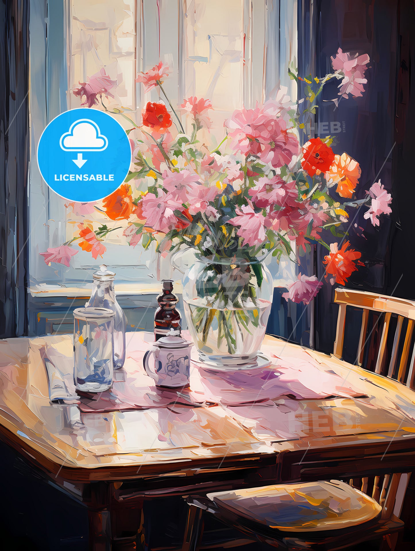 Pink Table With Flowers