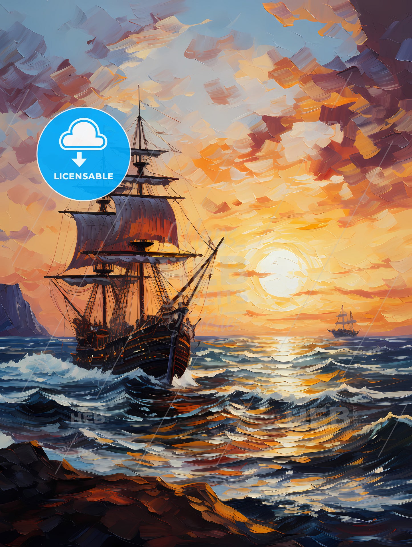 Replica ot vessel Santa Maria is passing the port