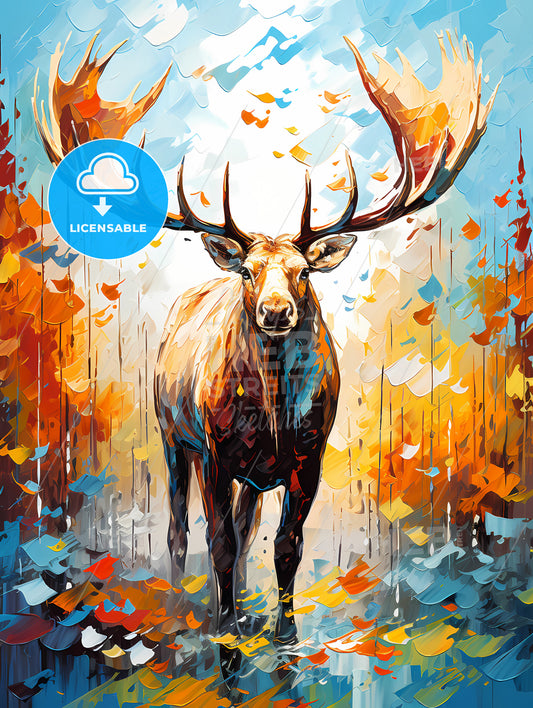 Silhouette moose on white background