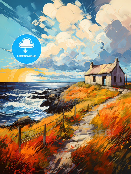 Solitary house on the Donegal coast Ireland