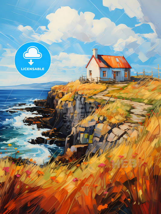 Solitary house on the Donegal coast Ireland