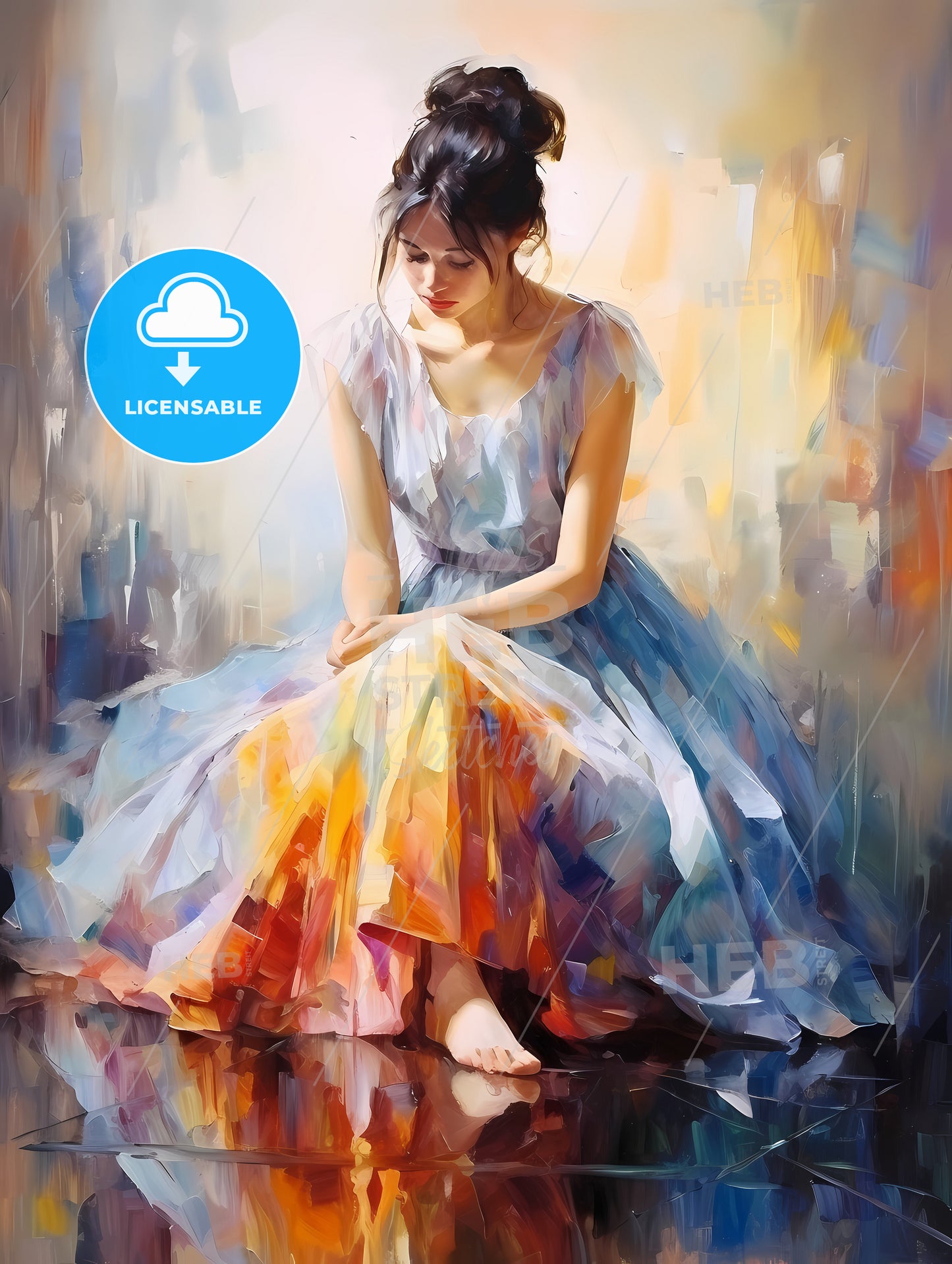 The ballerina sitting near a mirror