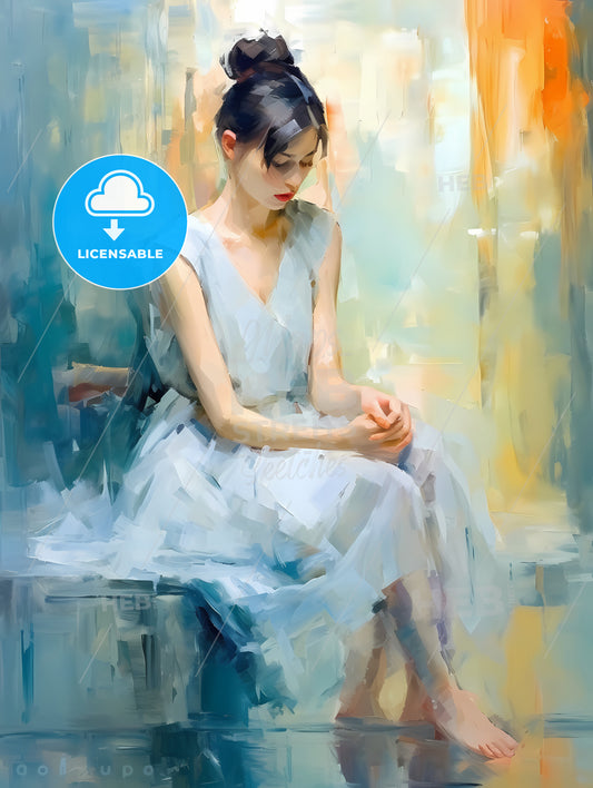 The ballerina sitting near a mirror