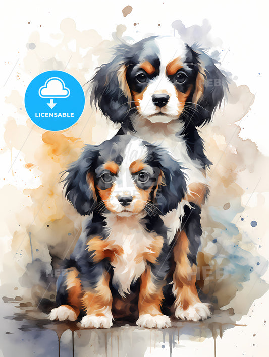 Two Cavalier King Charles Spaniel puppies