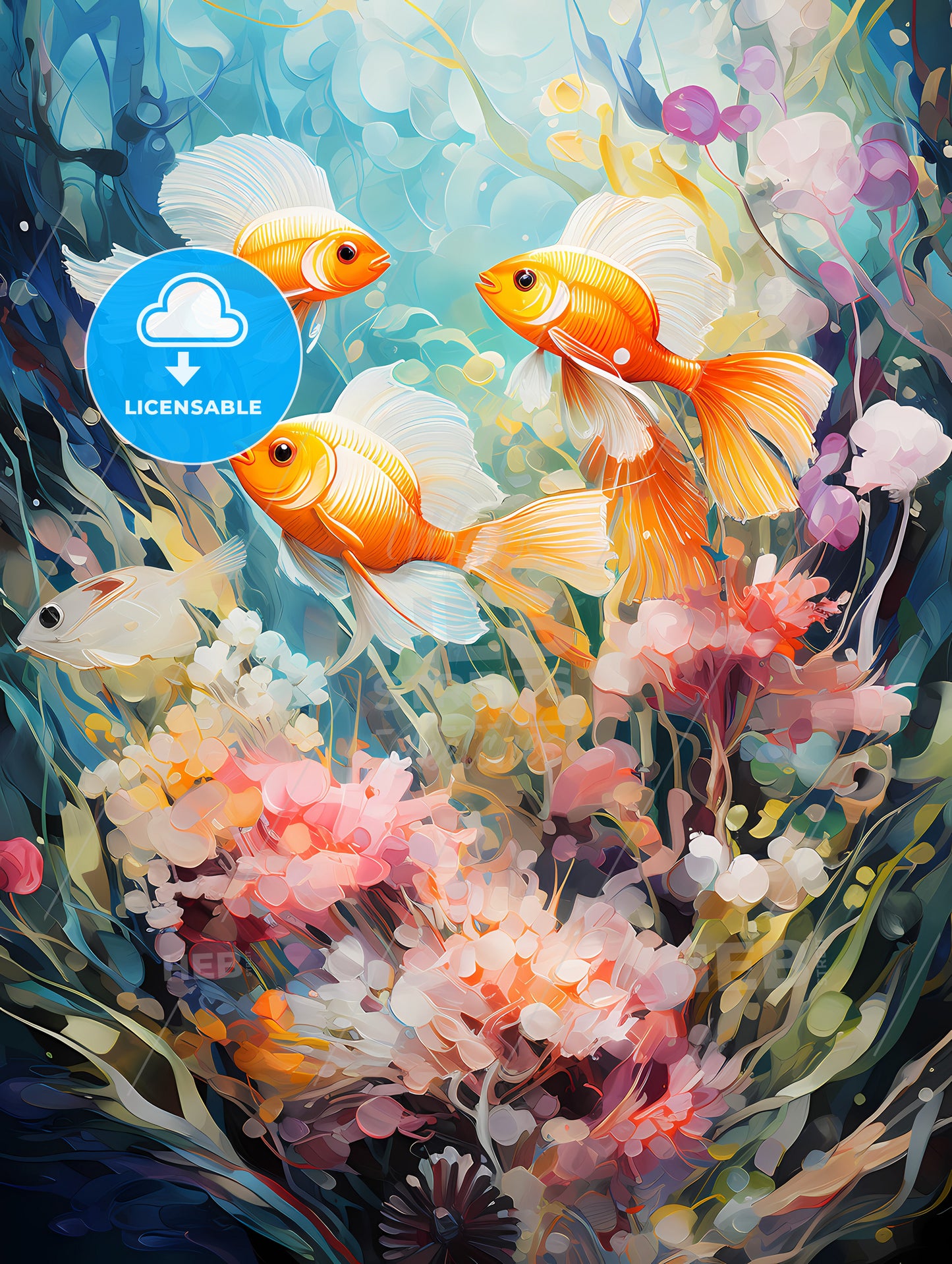 Underwater aquatic life with fishes