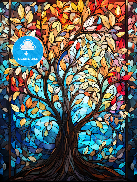 Vibrant Stained Glass Tree