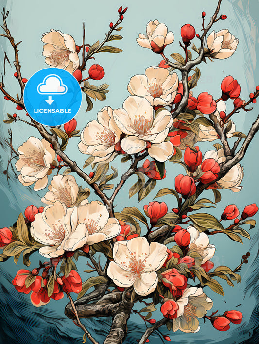 Vintage card with a blossoming branch