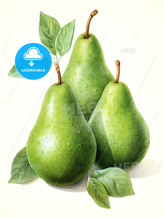 Watercolor Illustration of green pears