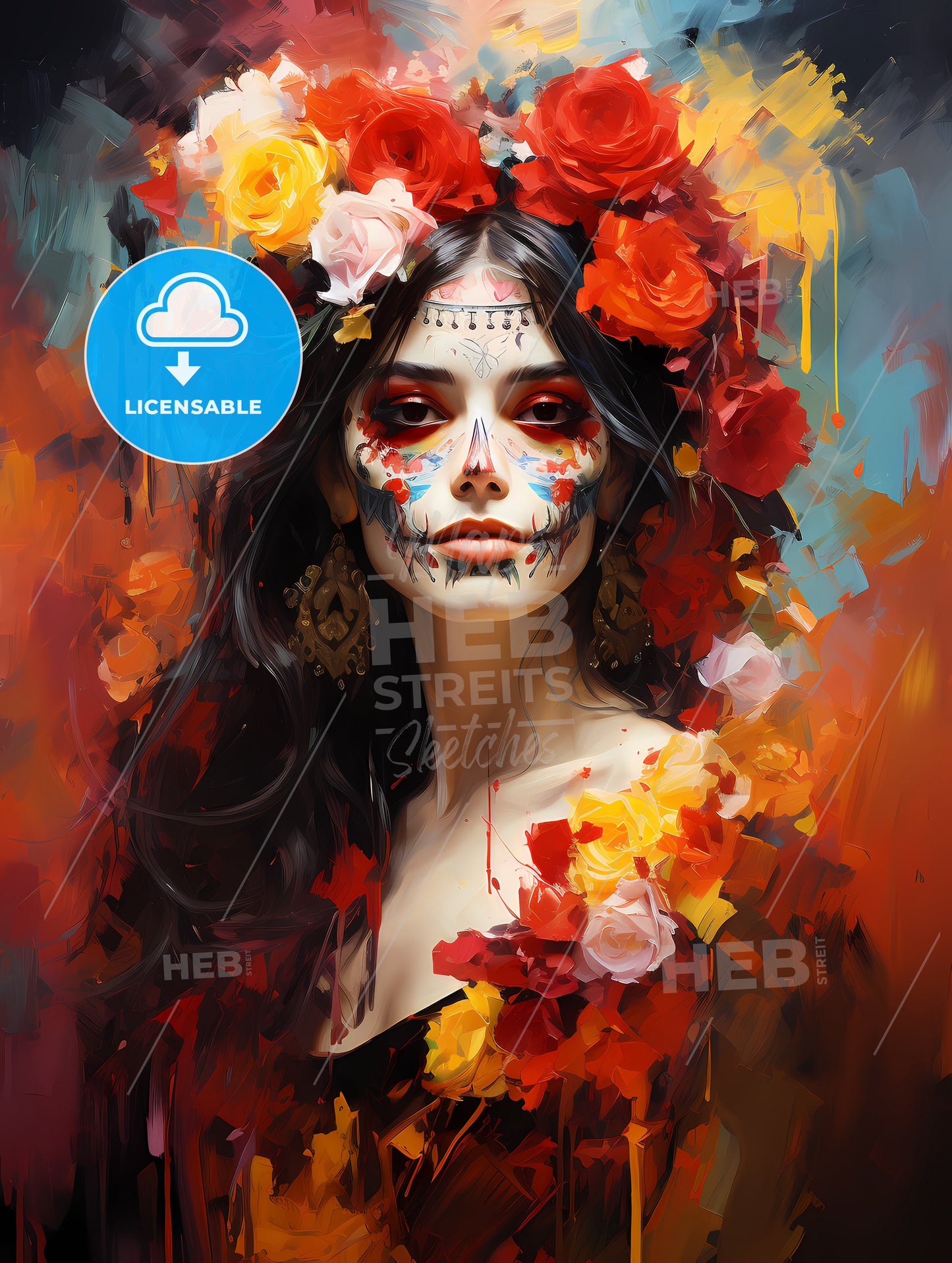 Woman in Dia De Los Muertos Day of the Dead