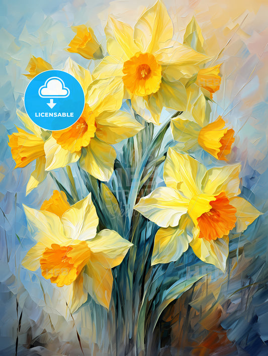 Yellow daffodil flowers in spring