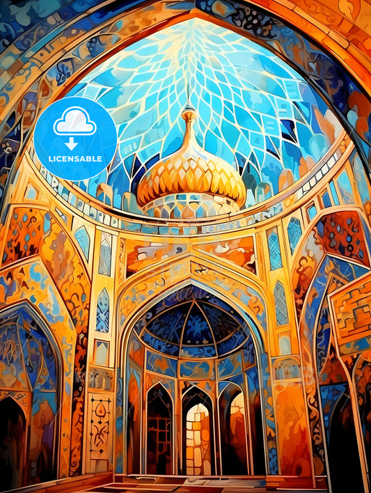 Dome of the mosque oriental ornaments from Samarkand