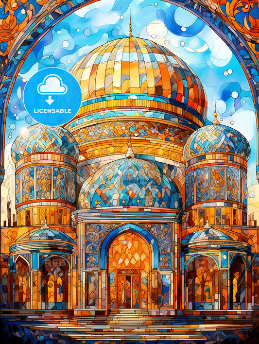 Dome of the mosque oriental ornaments from Samarkand