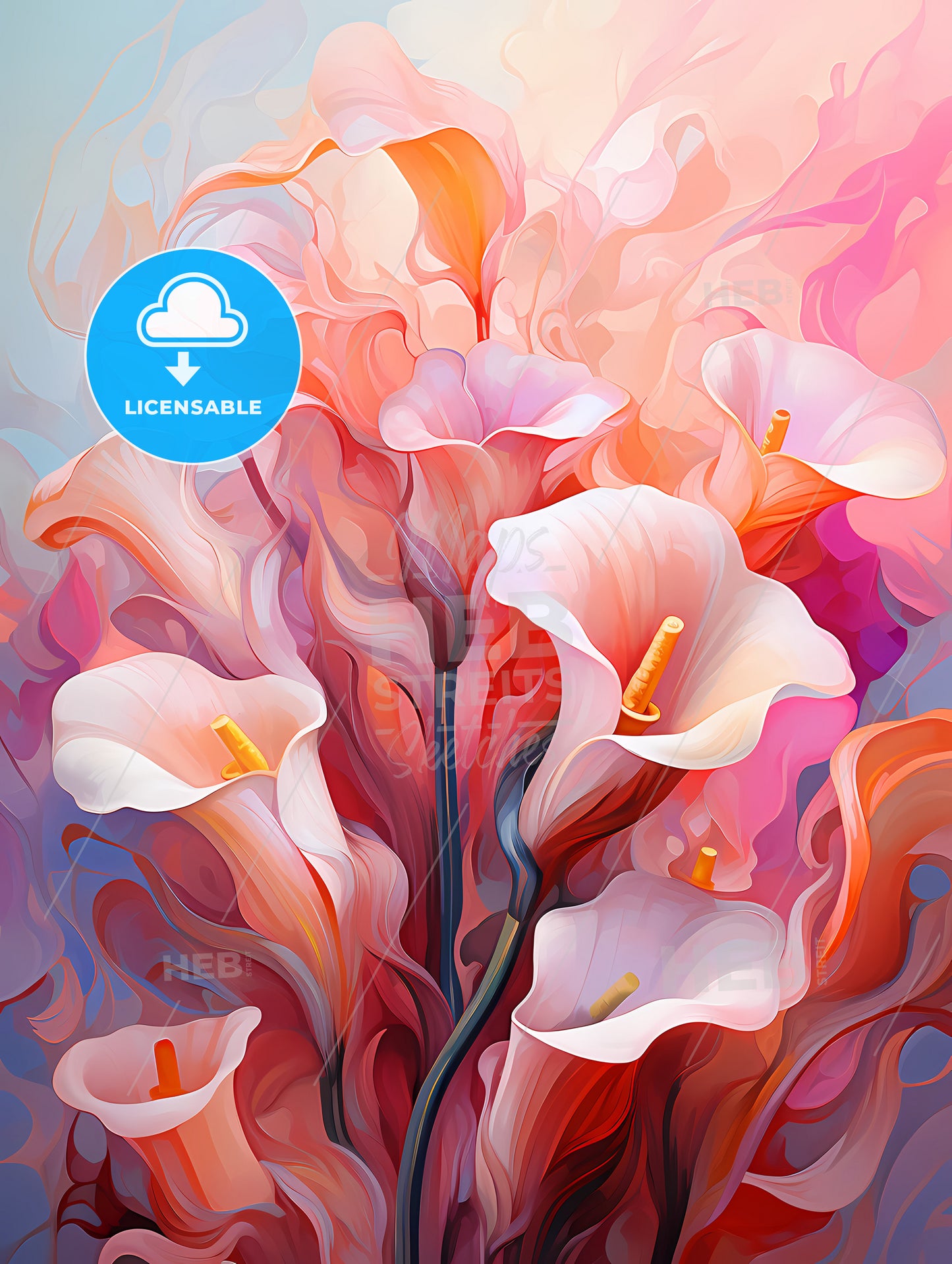 Pink callas flowers in soft focus for a romantic pink