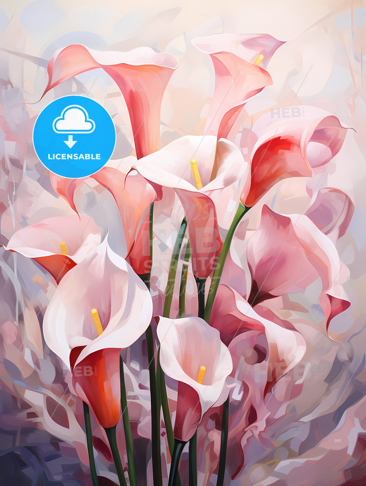 Pink callas flowers in soft focus for a romantic pink