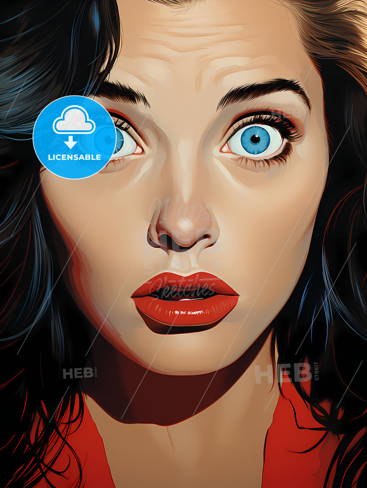 Pop art vintage comic style woman with open eyes