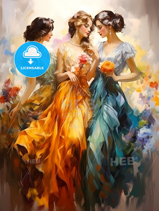 three young beautiful women of 1920s