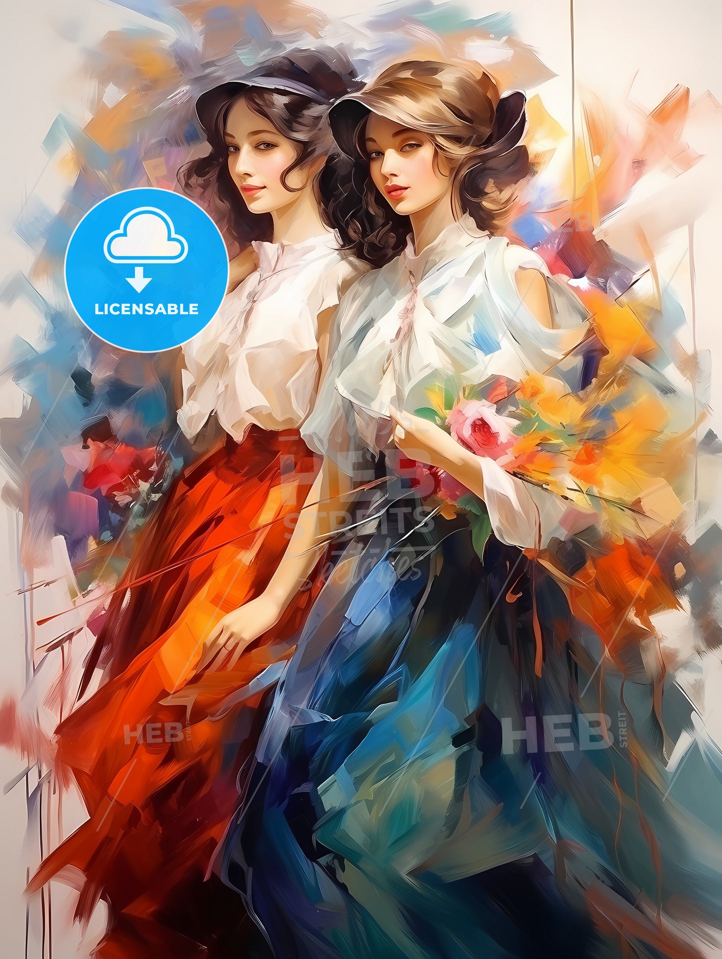 Two young beautiful women of 1920s