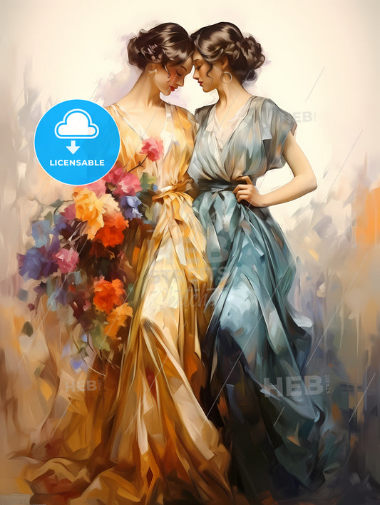 Two young beautiful women of 1920s