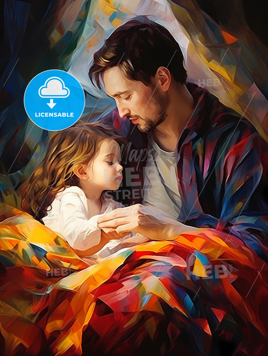 Happy family. Mother and baby playing under blanket