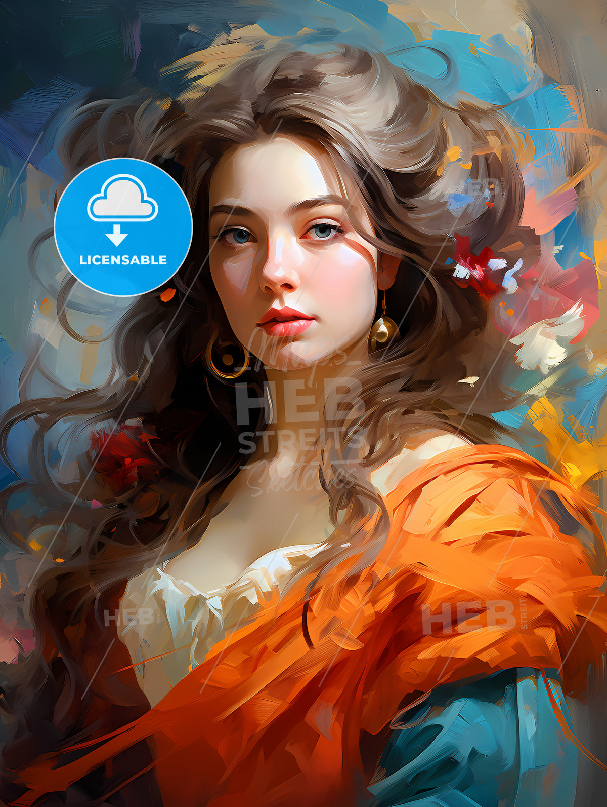 hand-drawn art painting as classical portrait