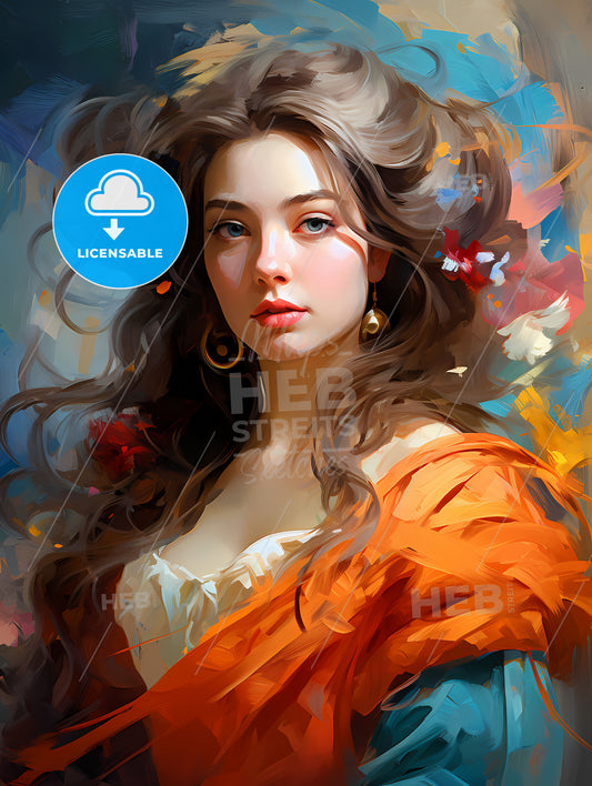 hand-drawn art painting as classical portrait