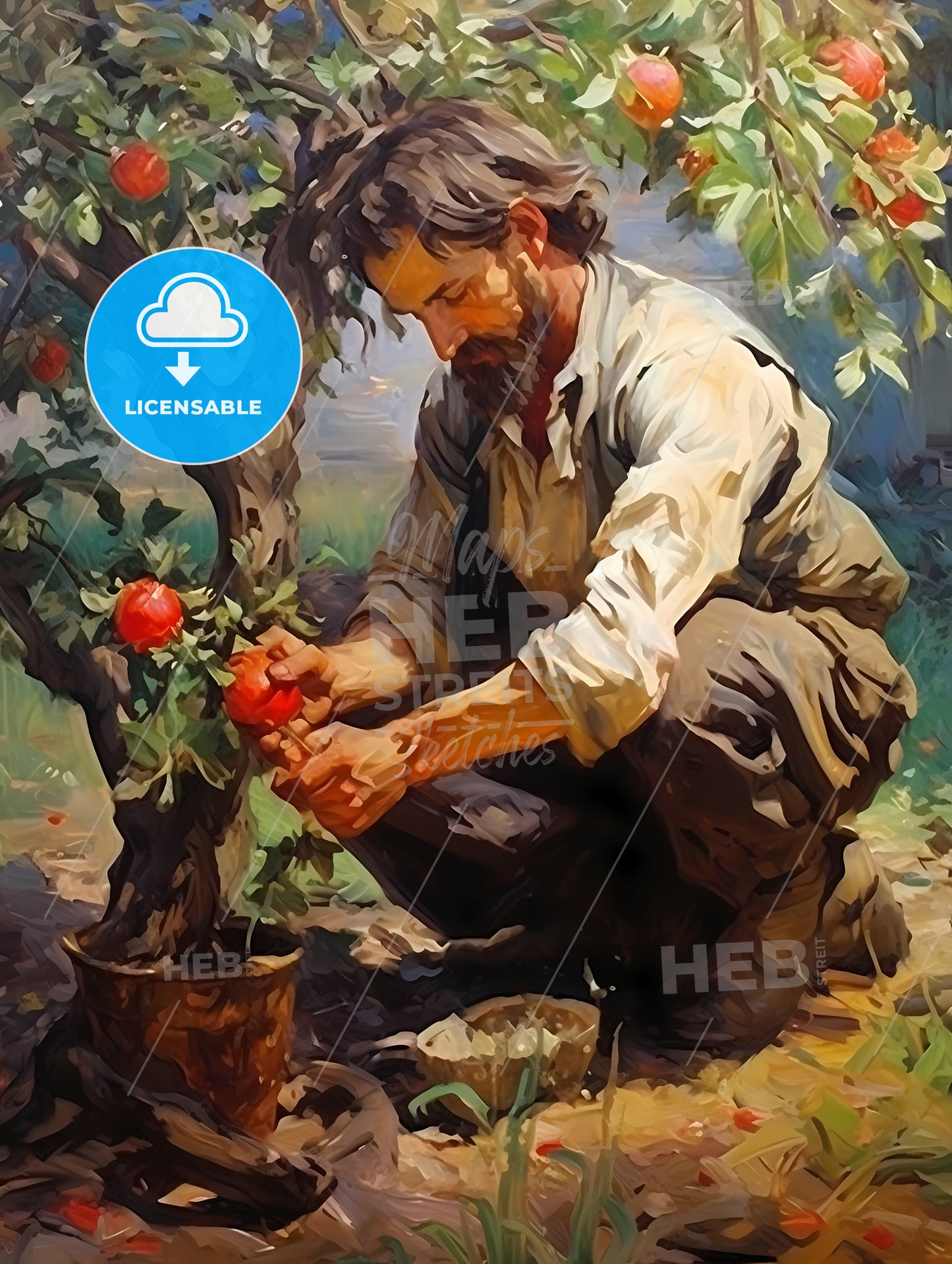 plantIng Apple tree in the Garden