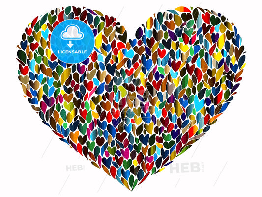 A big heart composed of many colorful small heart