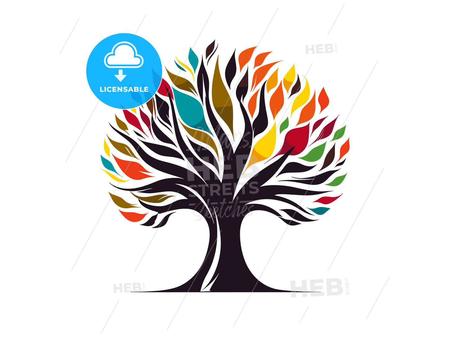 A colorful tree logo icon.