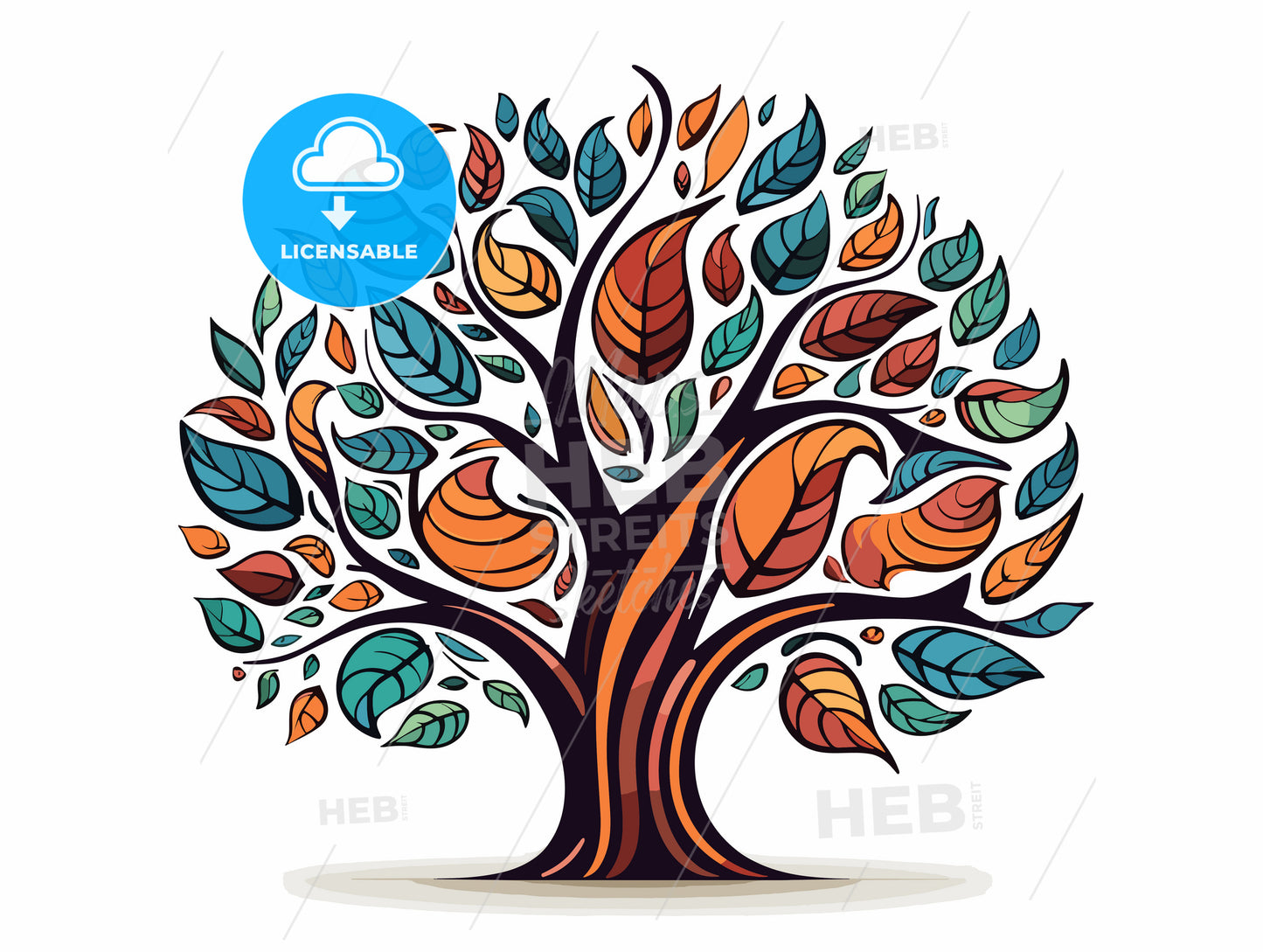 A colorful tree logo icon.