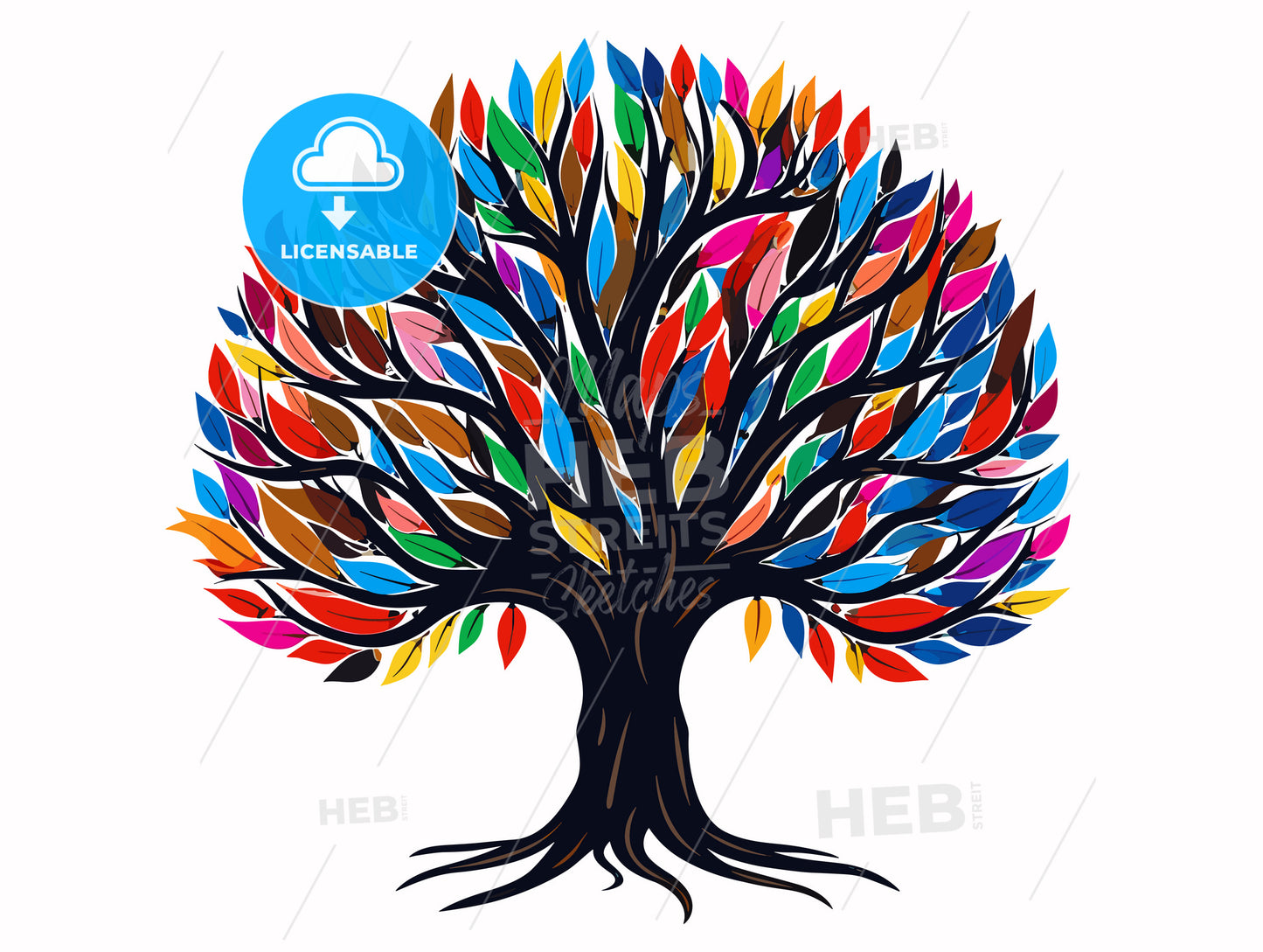 A colorful tree logo icon.