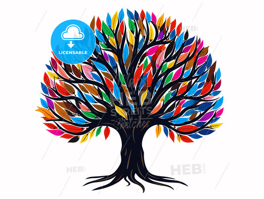 A colorful tree logo icon.