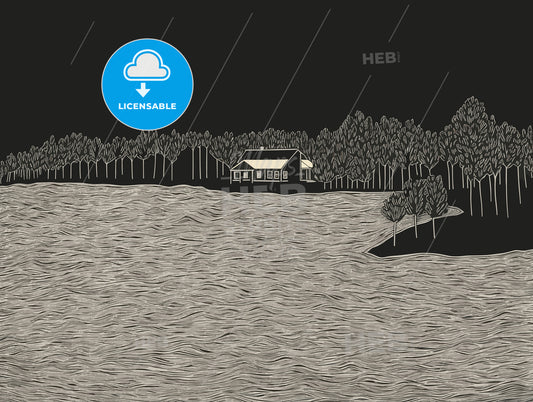 a modern house by a lake