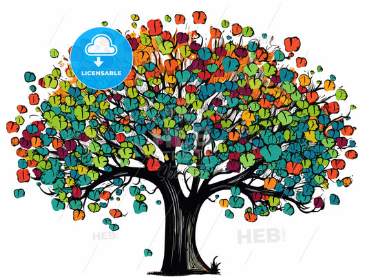 A tree composed of many colorful clover.
