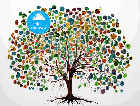 A tree composed of many colorful clover.